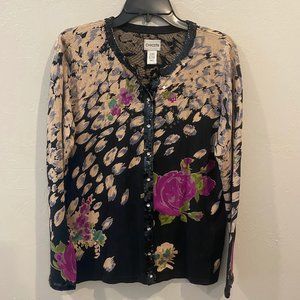 Chico's Floral Printed Button-Down Long Sleeve